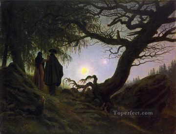 月を見つめる男女 CDF Romantic Caspar David Friedrich